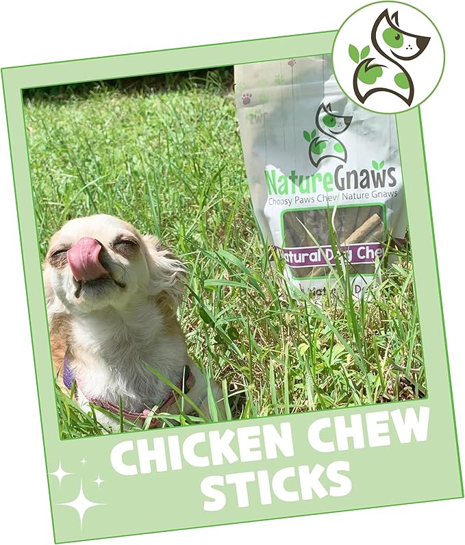 Nature Gnaws Chicken Chew Sticks for Dogs 1LB - Premium Natural Dog Treats - Limited Ingredient Long Lasting Rawhide Free Dental Chews