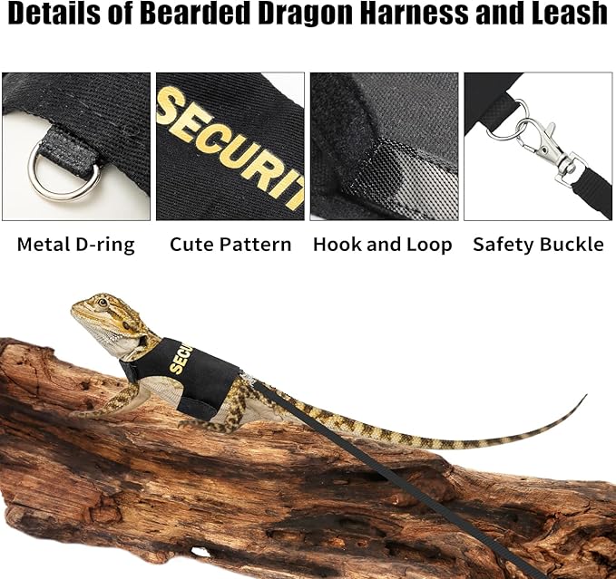 Bearded Dragon Harness and Leash Set,Bearded Dragon Clothes Escape Proof Lizard Reptile Small Animal Adjustable Harness and Leash Rope for Walking Outdoor