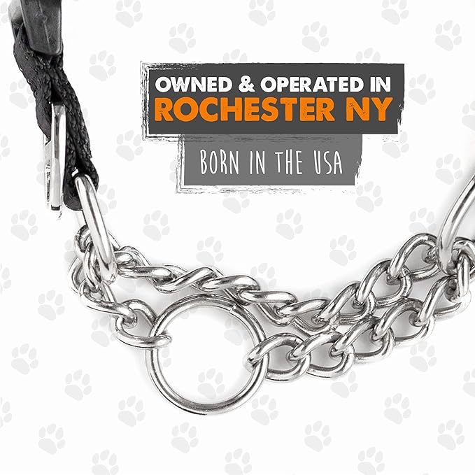 Mighty Paw Martingale Dog Collar 2.0 | Trainer Approved Limited Slip Collar with Stainless Steel Chain & Heavy Duty Buckle - Modified Cinch Collar for Gentle & Effective Pet Training - Large, Black