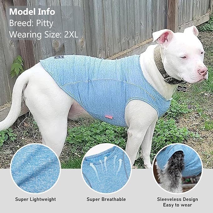 KYEESE Dog Shirt Medium Dog Quick Dry Soft Breathable Dog T-Shirt with Reflective Stripe Lightweight Tank Top Summer Sleeveless Vest Pet Apparel,XXXL,Blue
