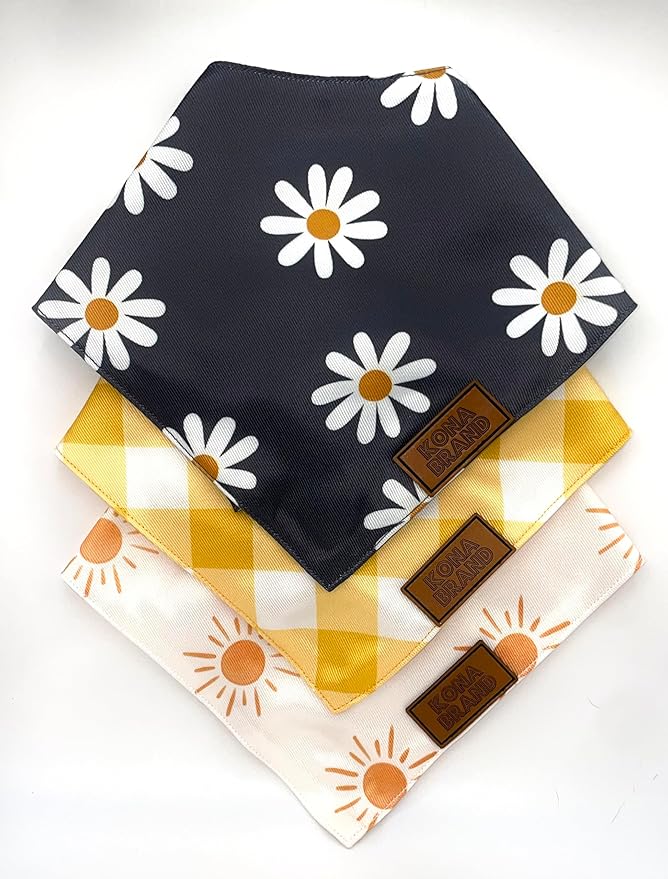 KonaBrandCo- Premium Handmade Dog Bandana | Dual Layered Silky Durable Polyester Fabric | Adjustable Fit Custom Shape- Won't Roll (Large, FINLEY)