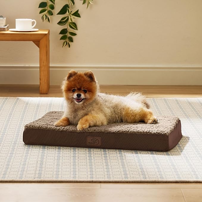 Bedsure Dog Bed for Small Dogs - Orthopedic Waterproof Puppy Beds with Removable Washable Cover, Egg Crate Foam Pet Mat, Suitable for Pet Up to 20 lbs