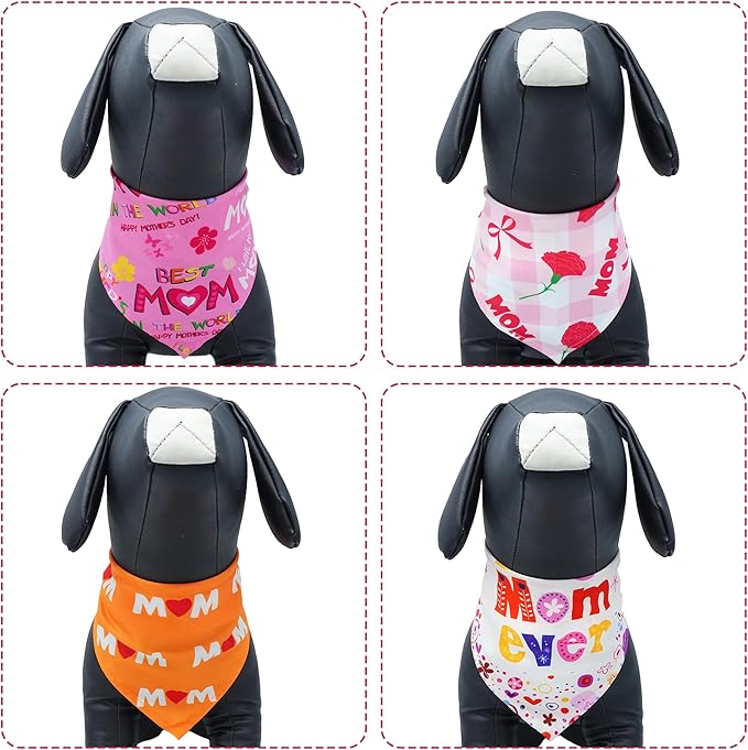 30 Pcs Mothers Day Small Dog Bandanas Bulk 25 Inch Love Mom Dog Bandanas for Medium Dogs Breed Best Mom Dogs Bandana Large Cats Grooming M