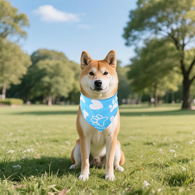 60 Pcs Paw Print Dog Bandanas 3 Sizes Dog Bandanas Bulk for Small Medium Large Dog Cats Adjustable Scarves Daily Party Grooming S M L