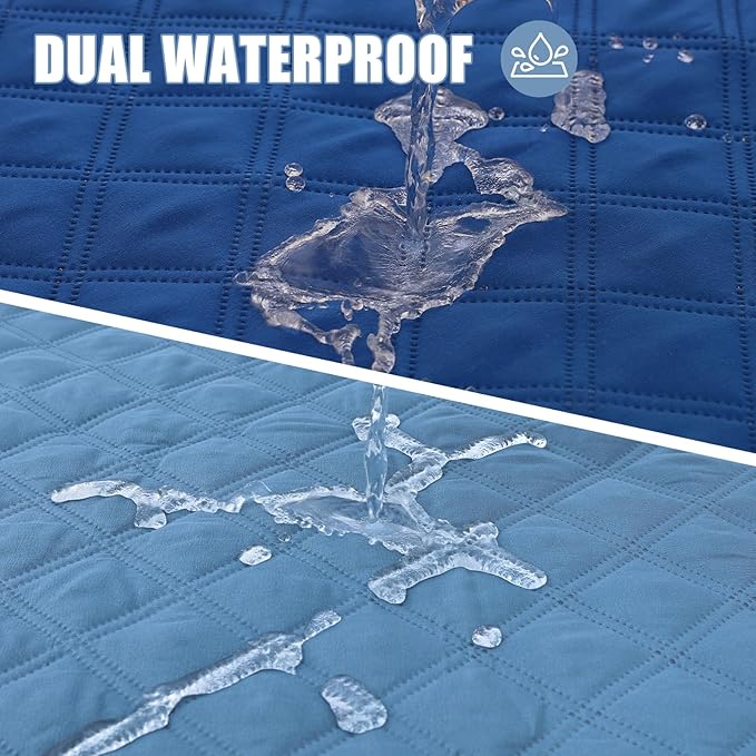 Smiry Waterproof Dog Blanket, Reversible Dog Bed Cover Pet Blanket, Soft Pet Couch Covers for Sofa Washable, Bed Couch Sofa Furniture Protector for Puppy Cat Kids (82"x82", Navy/Blue)
