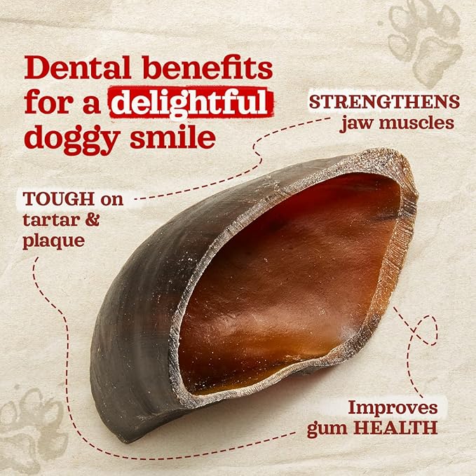Natural Farm Cow Hooves (12 Pack), Odor-Free, All Natural Sourced from Farm-Raised Beef Hoof Dog Treats, Great Alternative to Bully Sticks or Rawhide, Dental Chew for Small, Medium, Large Breeds