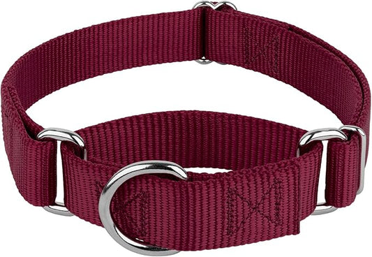 Country Brook Petz Martingale Dog Collar - Heavy-Duty Training Collar with No Buckle - Service Dog Collar for All Pups - Vibrant, Colorful Collection (Burgundy, 1 Inch, Extra Large)