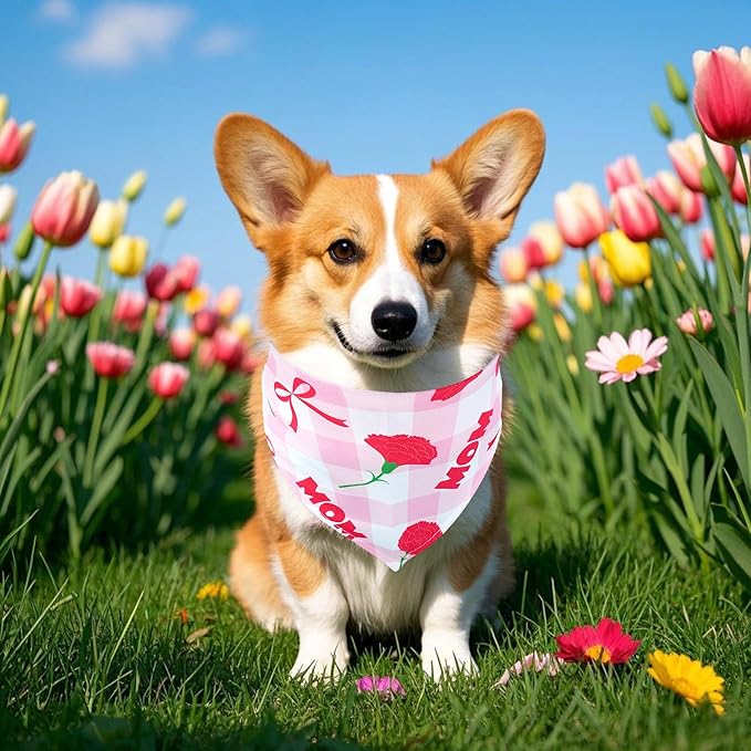 30 Pcs Mothers Day Small Dog Bandanas Bulk 25 Inch Love Mom Dog Bandanas for Medium Dogs Breed Best Mom Dogs Bandana Large Cats Grooming M