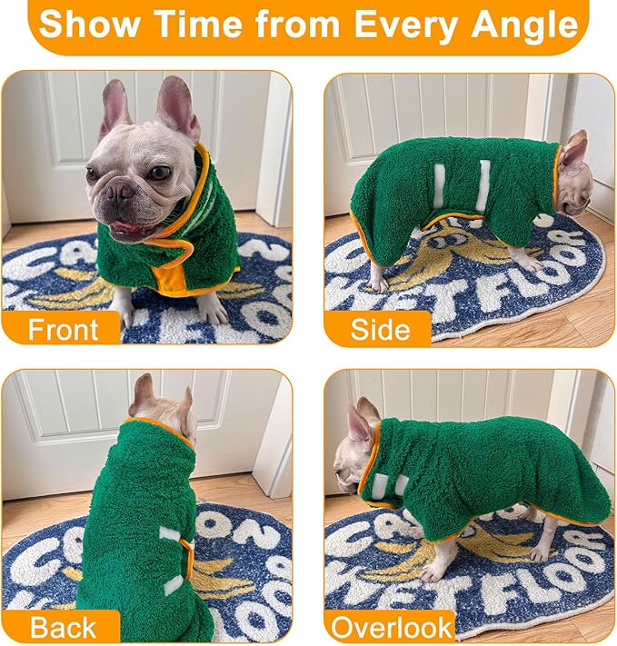Super Absorbent Dog Bathrobe Towel for Large Dogs - Quick Drying Robe After Bath, Soft and Adjustable Coat to Keep Warm (S-XXL)