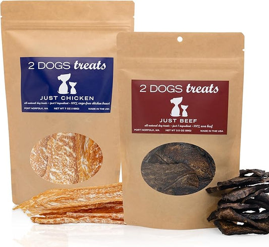 Just Chicken & Beef Jerky | 100% USA-Sourced, Single-Ingredient, Great for Sensitive Stomachs, Human-Grade USDA Chicken & Beef, Allergy-Friendly, High Value for Training, Small Batch