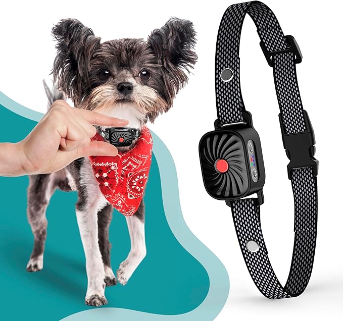 Bark Collar for Small/Medium Dogs, No Shock Anti Bark Collar, Rechargeable Anti Barking Collar w/2 Vibration & Beep Modes, Waterproof Shockless Smart Dog Stop Barking Control Device (Black)