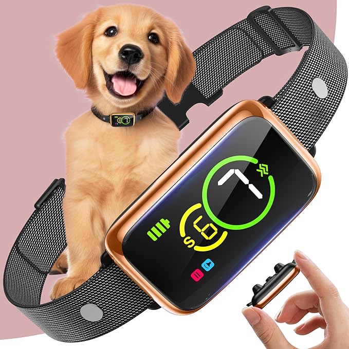 Bark Collar, Smart Dog Bark Collar, Automatic Bark Collar for Small Dogs 5-15lbs, Medium, Large Dogs, Humane Stop Anti-Barking with Beep, Vibration & 7 Adjustable Sensitivity, IP67 Bronze