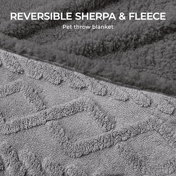 Waterproof Pet Blanket, Liquid Pee Proof Dog Blankets for Sofa Bed Couch, Reversible Sherpa Fleece Furniture Protector Cover for Small Medium Large Dogs Cats,Light Grey Medium(57" x 40")