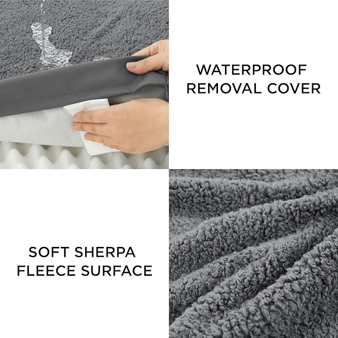 Bedsure Dog Bed Medium Size Dog - Orthopedic Waterproof Puppy Beds with Removable Washable Cover, Egg Crate Foam Pet Mat, Suitable for Pet Up to 35 lbs