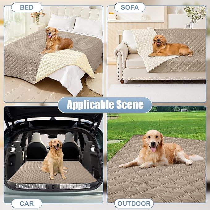 Smiry Waterproof Dog Blanket, Reversible Dog Bed Cover Pet Blanket, Soft Pet Couch Covers for Sofa Washable, Bed Couch Sofa Furniture Protector for Puppy Cat Kids (82"x102", Taupe/Beige)