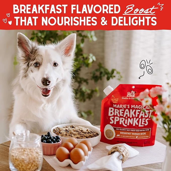 Stella & Chewy's Marie's Magical Breakfast Sprinkles Freeze-Dried Raw Breakfast Burger Recipe Grain-Free Dog Food Topper, 7-oz Bag