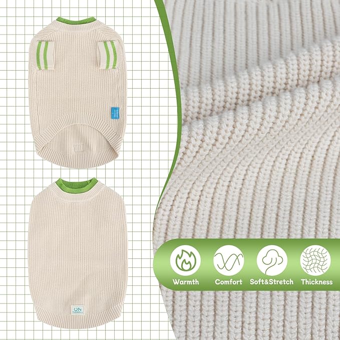 Two Tone Stacked Round Neck Pullover Dog Sweater, Pet Dogs Sweaters, Knitted Dog Clothing,Pet Clothes, Suitable for Dogs of All Seasons and Types(Apricot, XL)