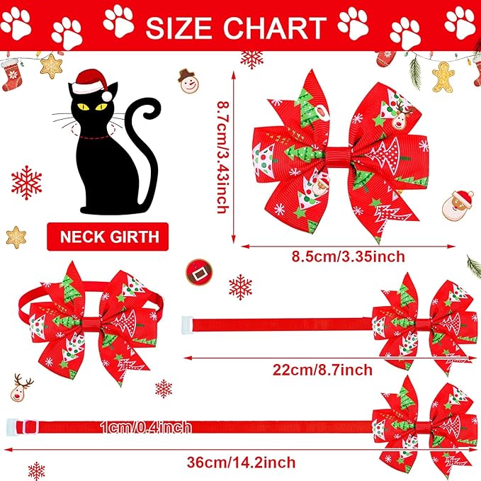 Maitys 40 Pcs Christmas Dog Bow Valentine‘s Day St Patrick's Ties for Dogs Cat Basic Bowties Collars Puppy Kitten Neck Accessories Festival Holiday Party Grooming (Classic)