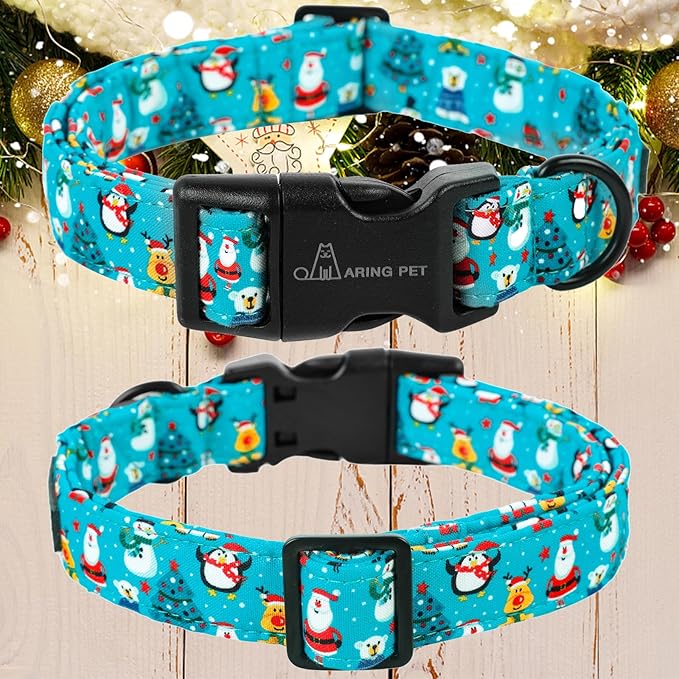 ARING PET Christmas Dog Collar-Cute Cotton Lightweight Dog Collars, Adjustable Christmas Party Pet Collars Puppy Collar with Quick Release Buckle
