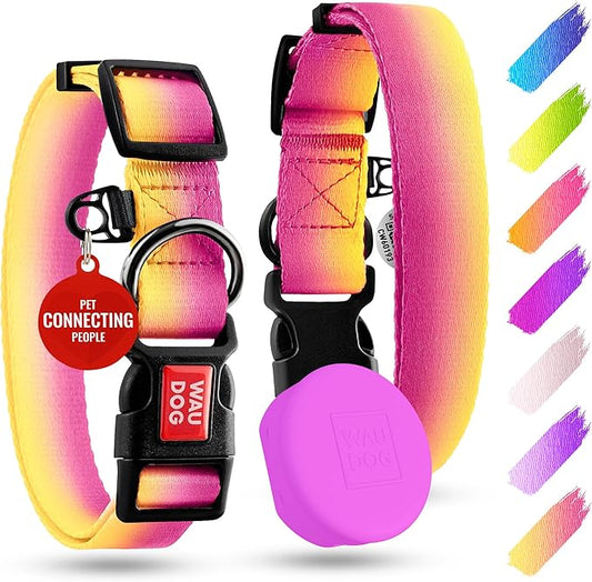 Airtag Dog Collar Nylon Dog Collar with Airtag Holder - Adjustable for Large Dogs, Small & Medium Dogs - Breakaway Puppy Collars for Large Breed Dogs - Boy & Girl Collars