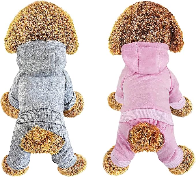 Dog Hoodie, Pet Jumpsuit Fleece Sweatshirt with Buttons, Dog Clothes, Dog Cold Weather Coats, Dog Pajamas, Winter Warm Cotton Puppy Hoodie 4 Legs Dog Clothes for Small Medium Large Dogs Cats Boy Girl