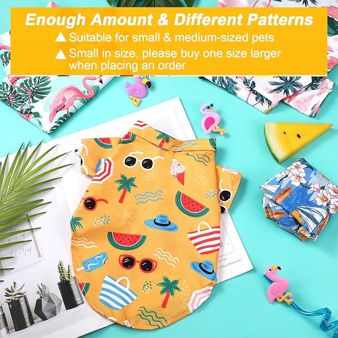 Weewooday 4 Pieces Pet Summer T-Shirts Hawaii Style Floral Pet Dog Shirt Breathable Cool Clothes Beach Seaside Puppy Sweatshirt for Small Puppy(Lovely Style,Small)