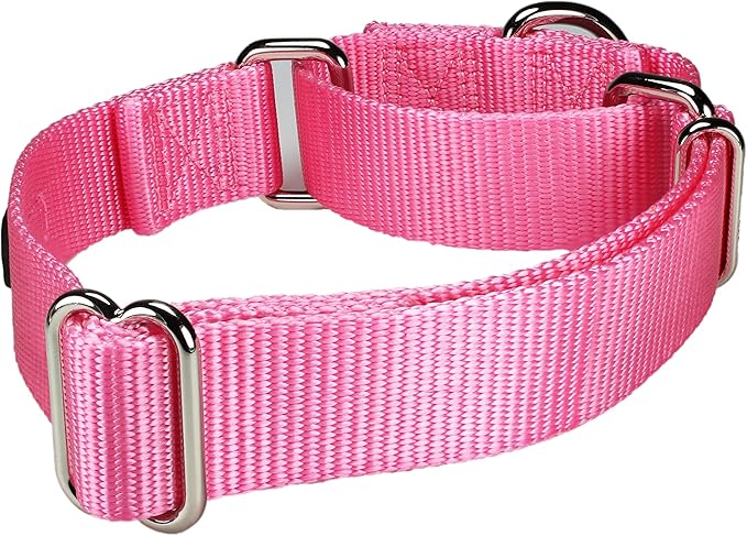 Mikivery Martingale Dog Collar Nylon Adjustable and Safety Training Colourful Comfortable Metal Buckle Pet Collars for Small Medium and Large Dogs(BabyPink,M)