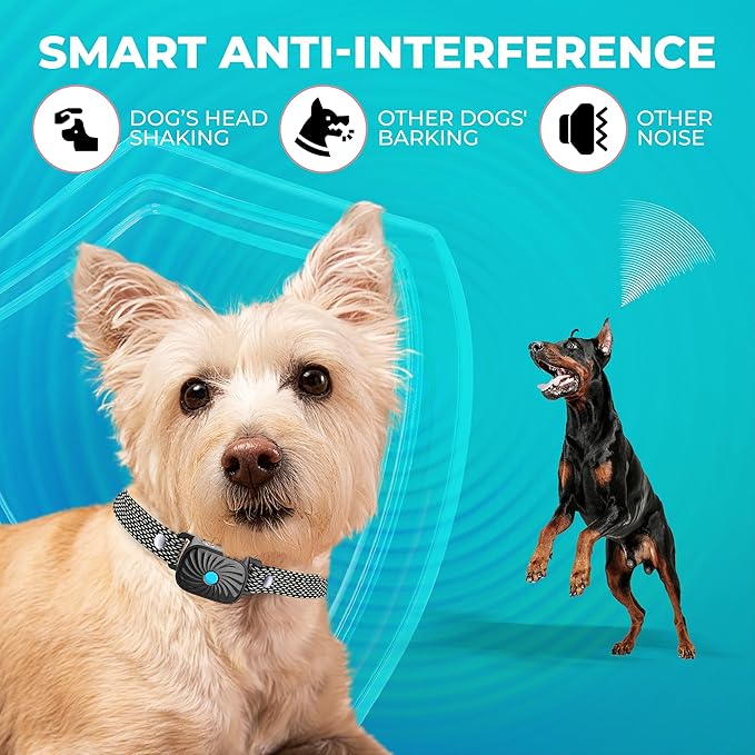 Bark Collar for Small/Medium Dogs, No Shock Anti Bark Collar, Rechargeable Anti Barking Collar w/2 Vibration & Beep Modes, Waterproof Shockless Smart Dog Stop Barking Control Device (Black)