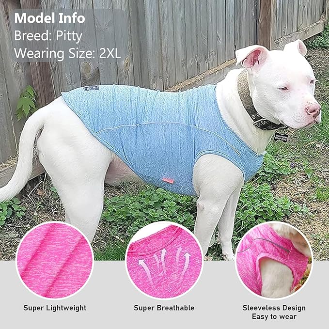 KYEESE Dog Shirt for Large Dogs Quick Dry Soft Breathable Dog T-Shirt with Reflective Stripe Lightweight Tank Top Summer Stretchy Sleeveless Vest, Rose Red, 3XL