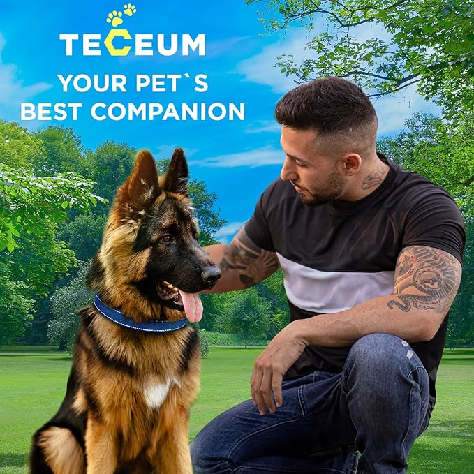 TECEUM Reflective Pet Collar – Navy Blue – XL – Extra Soft Padding – Basic Nylon Dog Collar – Quick Release Buckle – Fits Small, Medium and Large Dogs, Puppies, Cats – ESA & Service Dog Options