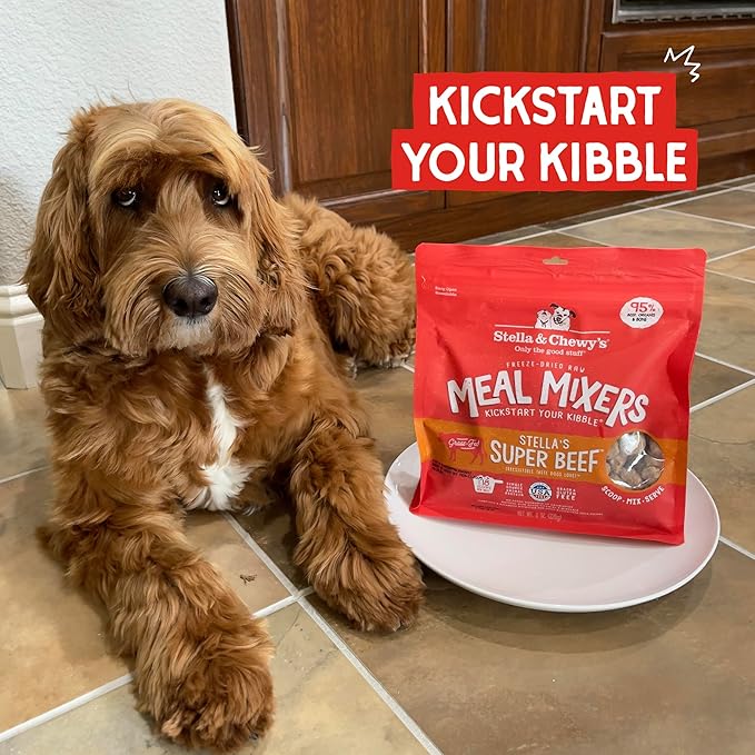 Stella & Chewy's Freeze-Dried Raw Beef Meal Mixers- Dog Food Topper and Mixer - Made with 95% Grass-Fed Beef, Organs & Bone - Perfect for Picky Eaters - Grain-Free - 35 oz