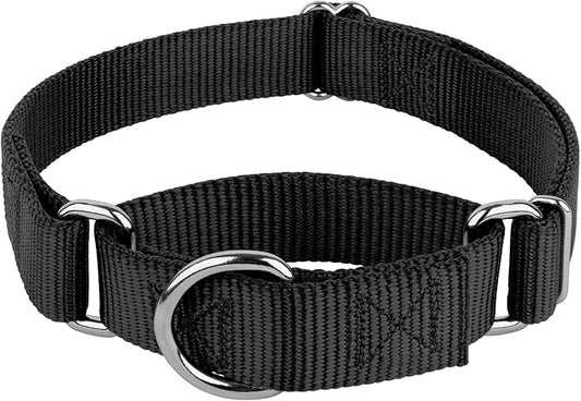 Country Brook Petz Martingale Dog Collar - Heavy-Duty Training Collar with No Buckle - Service Dog Collar for All Pups - Vibrant, Colorful Collection (Black, 5/8 Inch, Extra Small)