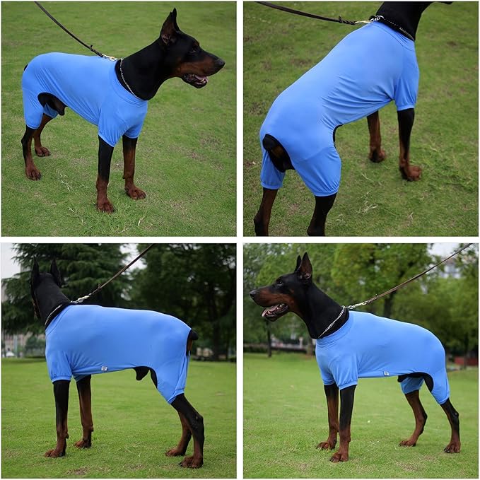 LoveLongLong Dog Jumpsuit with UV Protection and Quick-Dry Fabric for Spring Summer Pet Pajamas Sea Blue XL
