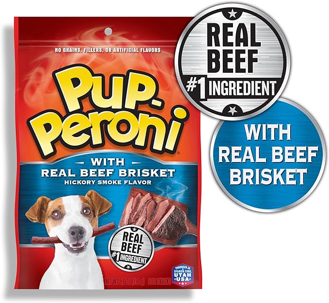 Pup-Peroni Dog Treats, Real Beef Brisket with Hickory Smoke Flavor, 5.6 Ounce (Pack of 8)