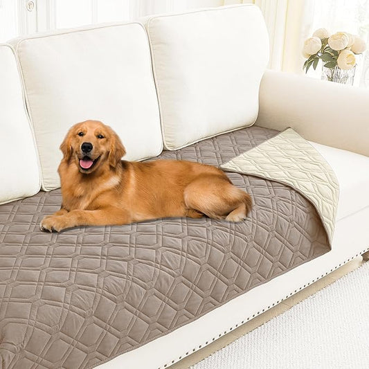 Smiry Waterproof Dog Blanket, 30x70 Inch Soft Pet Bed Cover Reversible, Washable Sofa Couch Furniture Protector for Small Medium Large Dog Puppy Cat, Taupe/Beige