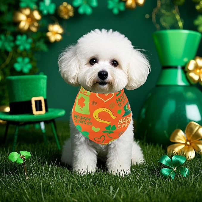 St Patricks Day Dog Bandanas for Small Dog Breed 7 Pcs Doggy Bandanas 18 Inch Adjustable Scarves Puppy Grooming S