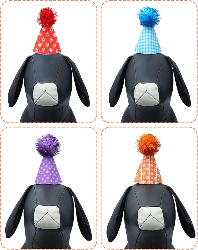 PET SHOW 10 Pack Mini Party Hats for Small Dog Birthday Stuffed Animals Dolls Puppy Cats Adjustable Headband Colorful Holiday Felt Hats Kitten Pet Grooming Costume Accessories