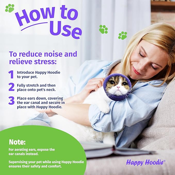 Happy Hoodie The Original Calming Band for Dogs & Cats - for Anxiety Relief – Noise Canceling for Fireworks, Thunderstorms, Pet Grooming & Force Drying - Dog Calming Aid Since 2008 (X-Large, Blue)