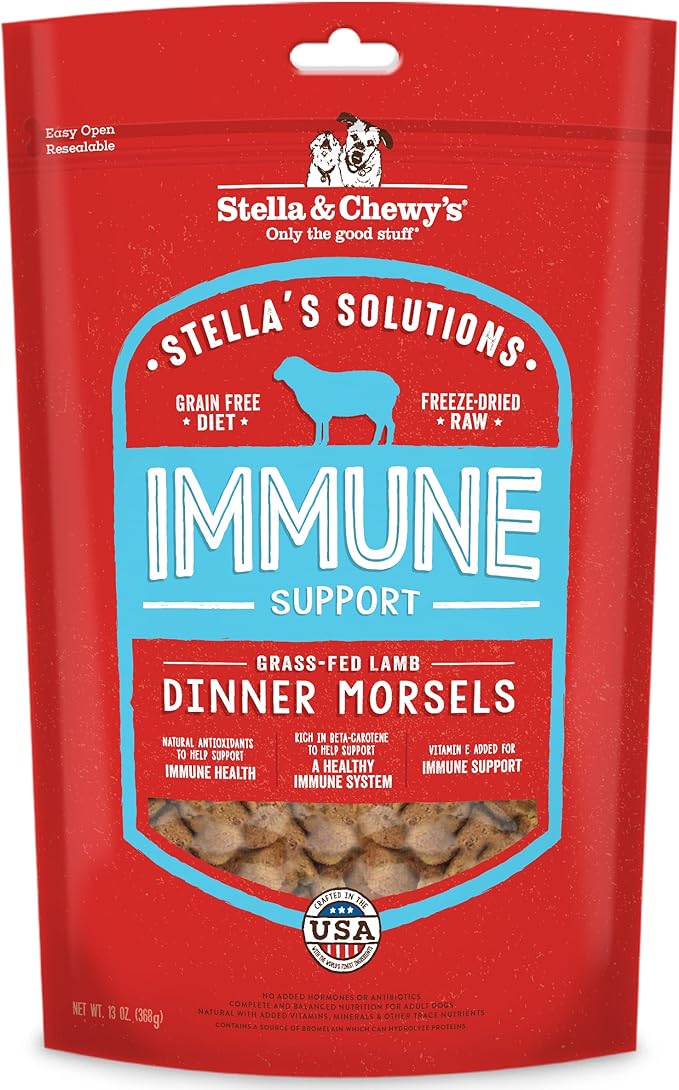 Stella & Chewy's Freeze-Dried Raw Dog Food for Immune Support - Grass-Fed Lamb - Natural Solution for Immune Defense & Overall Wellness - Premium Raw Nutrition - 13oz