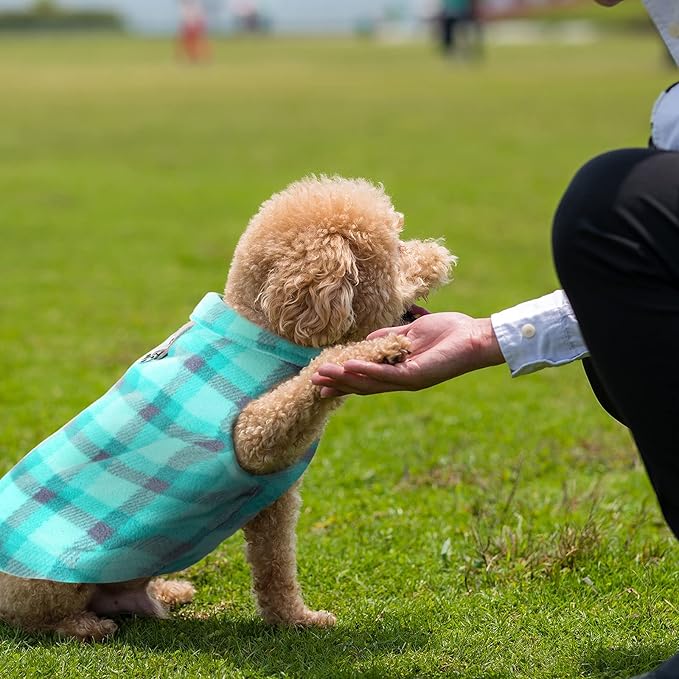 Weewooday 4 Pieces Winter Fabric Dog Sweaters with Leash Ring Soft Fleece Vest Pullover Pet Jacket Warm Dog Clothes Coats for Pet Puppy Cats Chihuahua(S(Neck:10.2-11” Chest:13.8-14.7”))