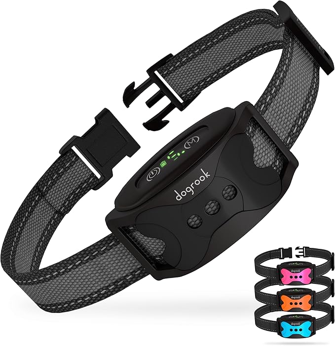 DogRook Rechargeable Dog Bark Collar - No Shock Training Smart Collar - Beep & Vibrating - Anti Bark Collar for Large Dog, Medium & Small Dog - No Shock Bark Collar - 12-110 lbs