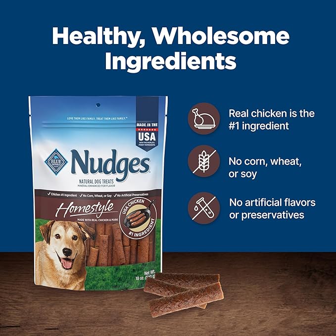 Blue Buffalo Nudges Homestyle Natural Dog Treats Chicken and Pork Bag