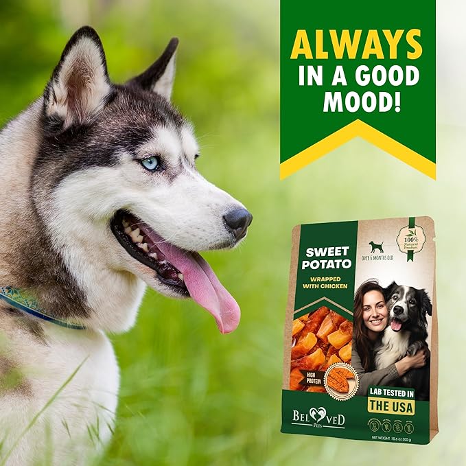 Dog Sweet Potato Wrapped with Chicken & Pet Natural Chew Treats - Grain Free Organic Meat & Human Grade Dried Snacks in Bulk - Best Twists for Training Small & Large Dogs - Made for USA (Sweet Potato)