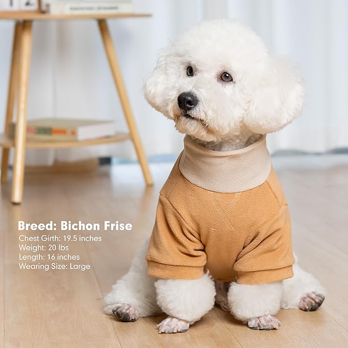 cyeollo 2 Pack Dog Sweaters for Small Dogs, Soft Turtleneck Winter Sweater for Small Dogs Male Female, Warm Dog Sweatshirt, Stretchy & Comfortable Pullover Pet Dog Clothes, Khaki & Orange M