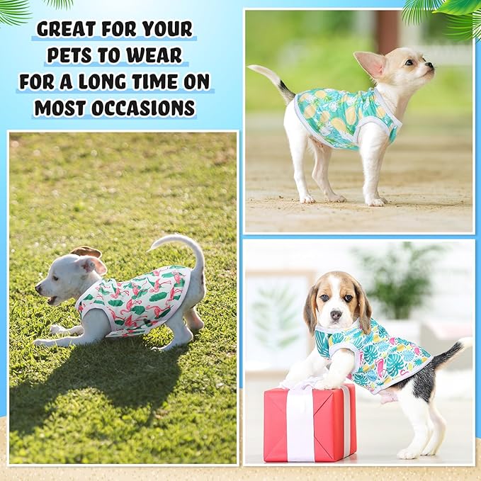 32 Pack Summer Hawaiian Dog Shirts Small for Dogs T-Shirts Pet Shirt Doggie Vest Puppy Clothes Flamingo Top Sleeveless Apparel for Cats(Xs)