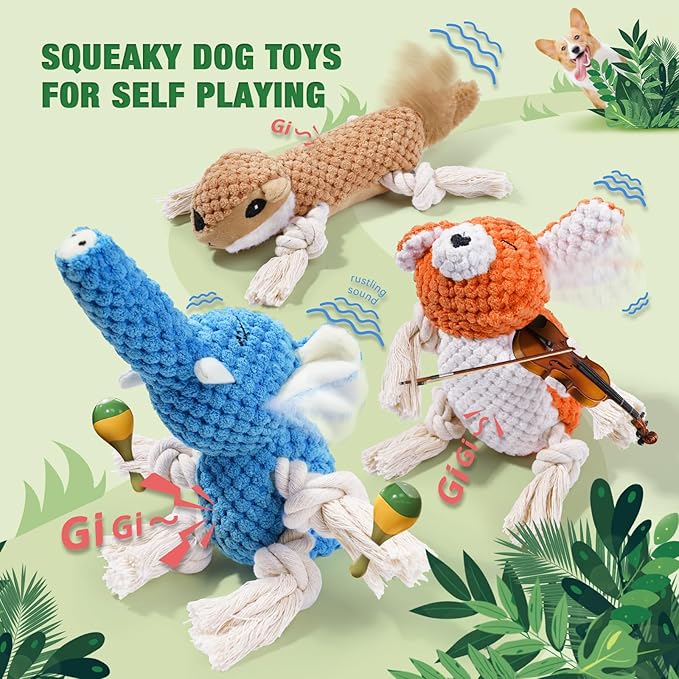 LEGEND SANDY Plush Small Dog Toys for Small Breeds, Tough Puppy Toys to Keep Them Busy, Tough Stuffed Animals Puppy Chew Toys, Squeaky Dog Toys (5 Pack Puppys Toy)