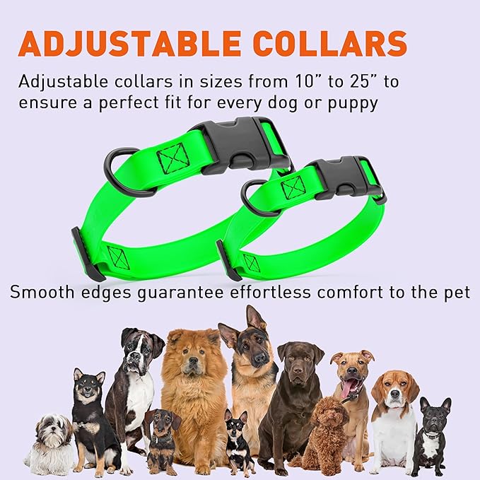 Dogline Biothane Waterproof Dog Collar with Quick Release Buckle Strong Coated Nylon Webbing with Odor- Proof for Easy Care Easy to Clean Fits Small Medium Large Dogs, Lime Green 5/8" W 9-14" L
