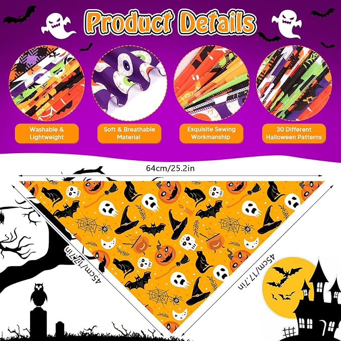 30 Pcs Dog Bandanas Bulk Adjustable Triangle Dog Scarves Puppy Bandanas Pet Neckerchief Washable Holiday Dog Bandana for Small Medium Large Dog Pet Grooming Accessories