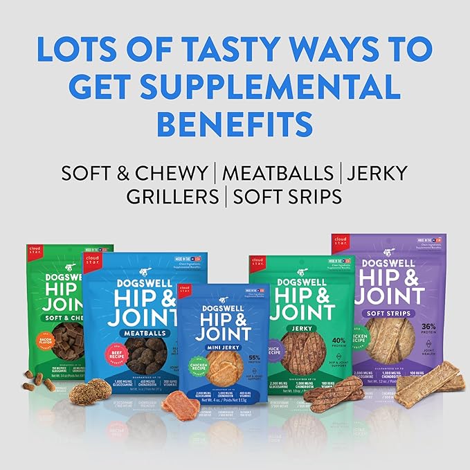 DOGSWELL 842227 Hip & Joint Mini Jerky Pet Food, 4 Oz (842227)