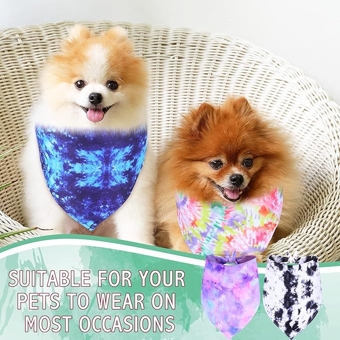 Weewooday 20 Pcs Tie Dye Dog Bandanas Bulk Washable Triangle Bibs Scarf Kerchief Puppy Neckerchief for Summer Large Dogs Girl and Boy Costume(Tie Dye,L Size)